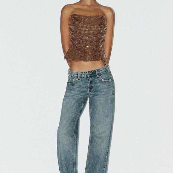 ZARA DRAPED RHINESTONE TOP - Picture 2 of 6